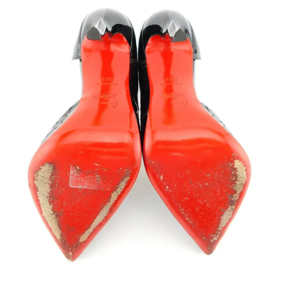 CHRISTAIN LOUBOUTIN Black Laser Cut D'orsay Pumps 38.5